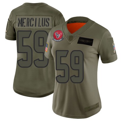 Nike Houston Texans #59 Whitney Mercilus Camo Women's Stitched NFL Limited 2019 Salute to Service Jersey